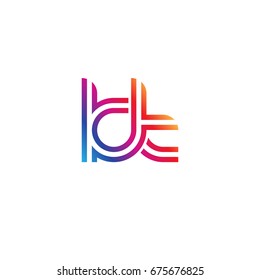 Initial lowercase letter kt, linked outline rounded logo, colorful vibrant colors