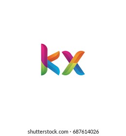 Initial lowercase letter kx, curve rounded logo, gradient vibrant colorful glossy multicolor
