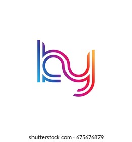 Initial lowercase letter ky, linked outline rounded logo, colorful vibrant colors