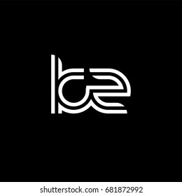 Initial lowercase letter kz, linked outline rounded logo, white color on black background
