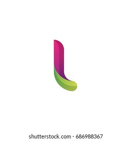 Initial lowercase letter l, curve rounded logo, gradient vibrant colorful glossy multicolor