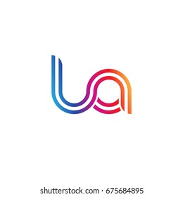 Initial lowercase letter la, linked outline rounded logo, colorful vibrant colors