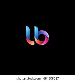 Initial lowercase letter lb, curve rounded logo, gradient vibrant colorful glossy colors on black background