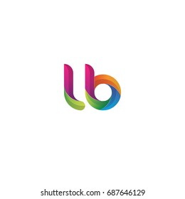Initial lowercase letter lb, curve rounded logo, gradient vibrant colorful glossy multicolor