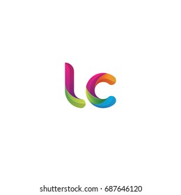 Initial lowercase letter lc, curve rounded logo, gradient vibrant colorful glossy multicolor