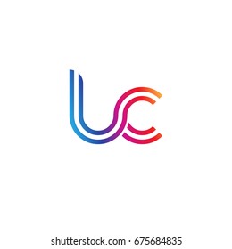 Initial lowercase letter lc, linked outline rounded logo, colorful vibrant colors