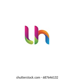 Initial lowercase letter lh, curve rounded logo, gradient vibrant colorful glossy multicolor