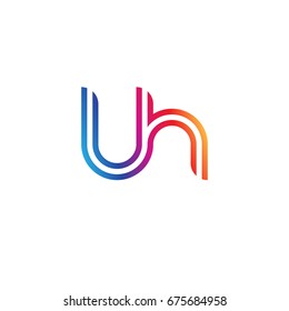 Initial lowercase letter lh, linked outline rounded logo, colorful vibrant colors
