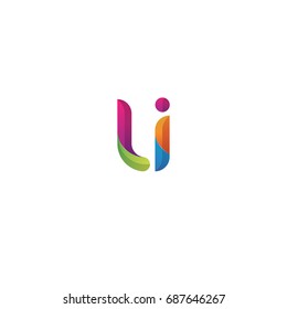 Initial lowercase letter li, curve rounded logo, gradient vibrant colorful glossy multicolor