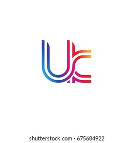 Initial lowercase letter lk, linked outline rounded logo, colorful vibrant colors