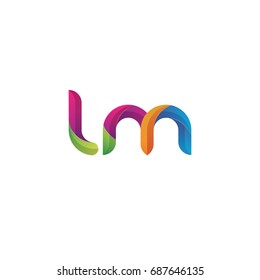 Initial lowercase letter lm, curve rounded logo, gradient vibrant colorful glossy multicolor