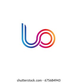 Initial lowercase letter lo, linked outline rounded logo, colorful vibrant colors