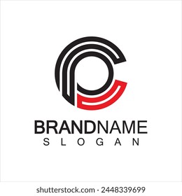 Initial lowercase letter logo cp,pc, p inside c, monogram rounded shape