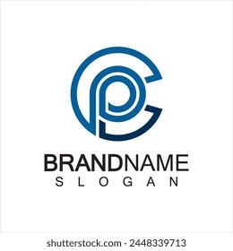 Initial lowercase letter logo cp,pc, p inside c, monogram rounded shape