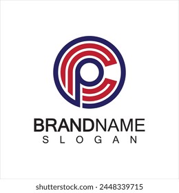 Initial lowercase letter logo cp,pc, p inside c, monogram rounded shape
