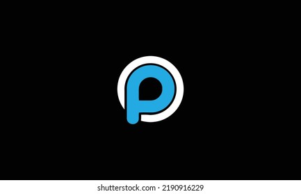 Initial lowercase letter logo op, po, p inside o, monogram rounded shape, white and blue color on black background