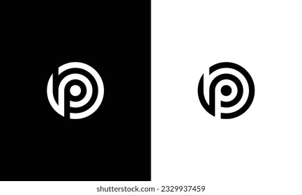 Initial lowercase letter logo op, po, p inside o, monogram rounded shape, white color on black background