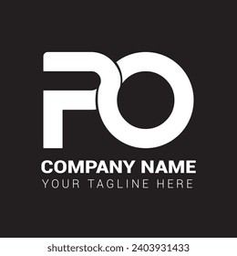 Initial lowercase letter logo op, po, p inside o, monogram rounded shape, white color on black background