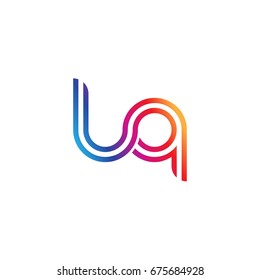 Initial lowercase letter lq, linked outline rounded logo, colorful vibrant colors