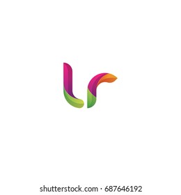 Initial lowercase letter lr, curve rounded logo, gradient vibrant colorful glossy multicolor