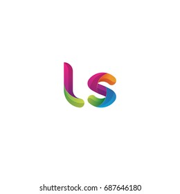 Initial lowercase letter ls, curve rounded logo, gradient vibrant colorful glossy multicolor
