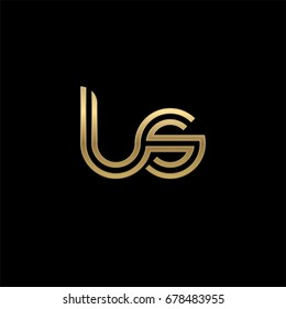 Initial lowercase letter ls, linked outline rounded logo, elegant golden color on black background