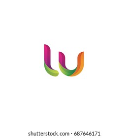 Initial lowercase letter lu, curve rounded logo, gradient vibrant colorful glossy multicolor