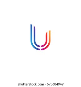 Initial lowercase letter lu, linked outline rounded logo, colorful vibrant colors