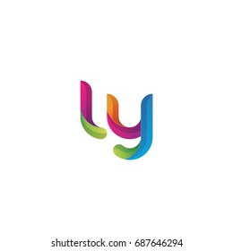 Initial lowercase letter ly, curve rounded logo, gradient vibrant colorful glossy multicolor