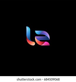 Initial lowercase letter lz, curve rounded logo, gradient vibrant colorful glossy colors on black background