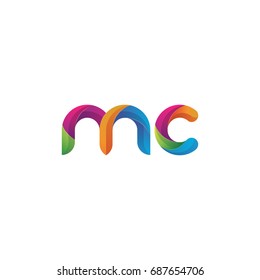 Initial lowercase letter mc, curve rounded logo, gradient vibrant colorful glossy multicolor