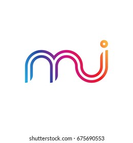 Initial lowercase letter mi, linked outline rounded logo, colorful vibrant colors