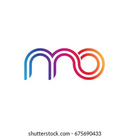 Initial lowercase letter mo, linked outline rounded logo, colorful vibrant colors