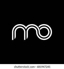 Initial lowercase letter mo, linked outline rounded logo, white color on black background