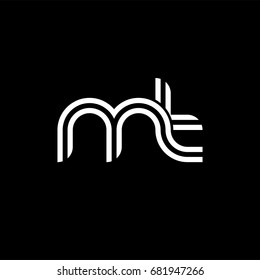 Initial lowercase letter mt, linked outline rounded logo, white color on black background