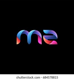 Initial lowercase letter mz, curve rounded logo, gradient vibrant colorful glossy colors on black background