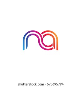 Initial lowercase letter na, linked outline rounded logo, colorful vibrant colors