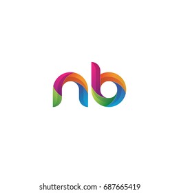 Initial lowercase letter nb, curve rounded logo, gradient vibrant colorful glossy multicolor