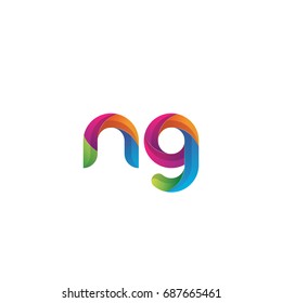Initial lowercase letter ng, curve rounded logo, gradient vibrant colorful glossy multicolor