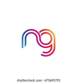 Initial lowercase letter ng, linked outline rounded logo, colorful vibrant colors