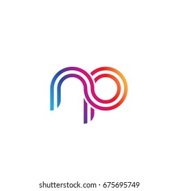Initial lowercase letter np, linked outline rounded logo, colorful vibrant colors