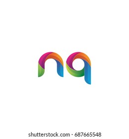 Initial lowercase letter nq, curve rounded logo, gradient vibrant colorful glossy multicolor