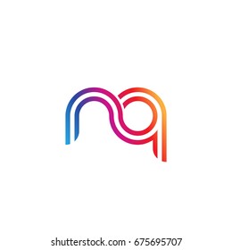 Initial lowercase letter nq, linked outline rounded logo, colorful vibrant colors
