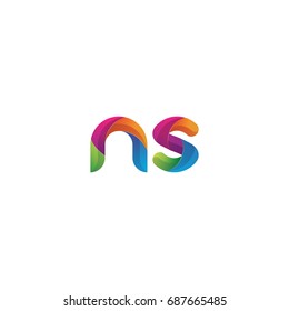 Initial lowercase letter ns, curve rounded logo, gradient vibrant colorful glossy multicolor