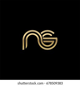 Initial lowercase letter ns, linked outline rounded logo, elegant golden color on black background