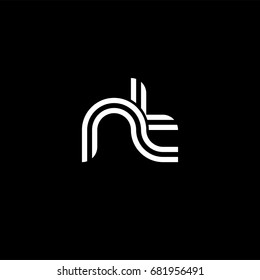 Initial lowercase letter nt, linked outline rounded logo, white color on black background