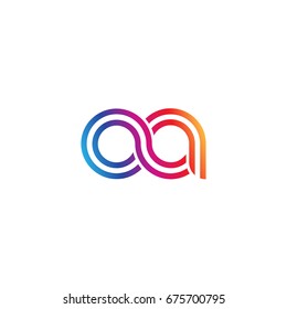 Initial lowercase letter oa, linked outline rounded logo, colorful vibrant colors