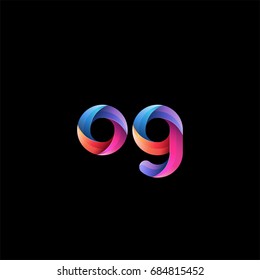 Initial lowercase letter og, curve rounded logo, gradient vibrant colorful glossy colors on black background