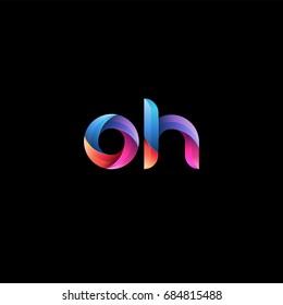 Initial lowercase letter oh, curve rounded logo, gradient vibrant colorful glossy colors on black background