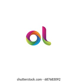 Initial lowercase letter ol, curve rounded logo, gradient vibrant colorful glossy multicolor